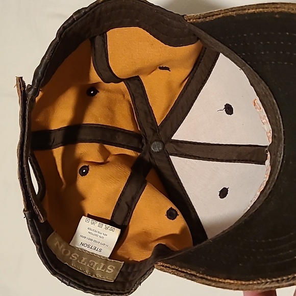Stetson Baseball Cap, Adjustable, Leather Looking Matetial, Western, Brown - Picture 9 of 13